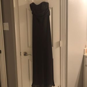 Brown strapless maxi dress